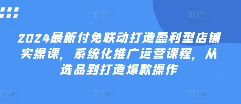 2024最新付免联动打造盈利型店铺实操课，​系统化推广运营课程，从选品到打造爆款操作-搞个副业