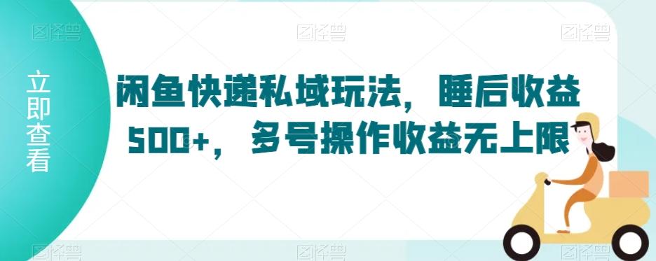 闲鱼快递私域玩法，睡后收益500+，多号操作收益无上限【揭秘】-搞个副业