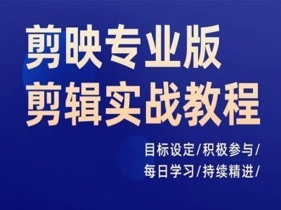 剪映专业版剪辑实战教程，目标设定/积极参与/每日学习/持续精进-搞个副业