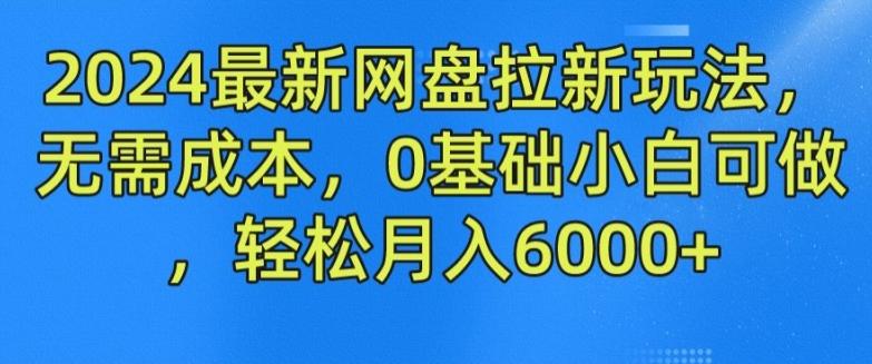 2024最新网盘拉新玩法，无需成本，0基础小白可做，轻松月入6000+【揭秘】-搞个副业