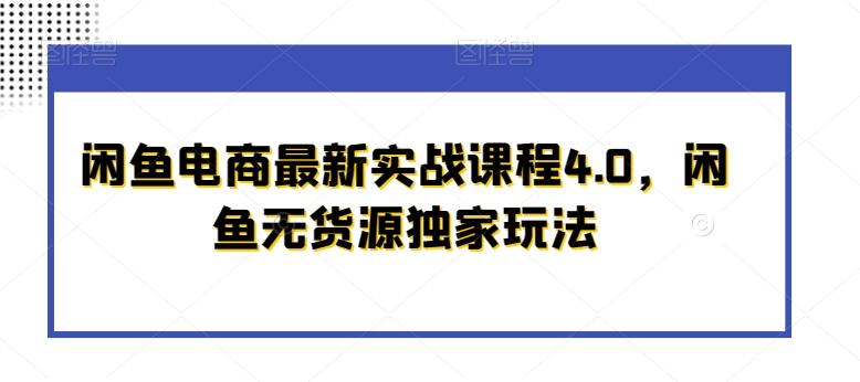 闲鱼电商最新实战课程4.0，闲鱼无货源独家玩法-搞个副业