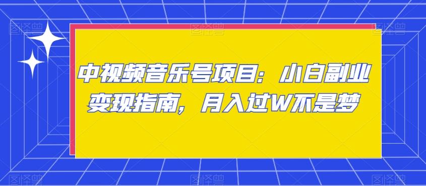 中视频音乐号项目：小白副业变现指南，月入过W不是梦【揭秘】-搞个副业