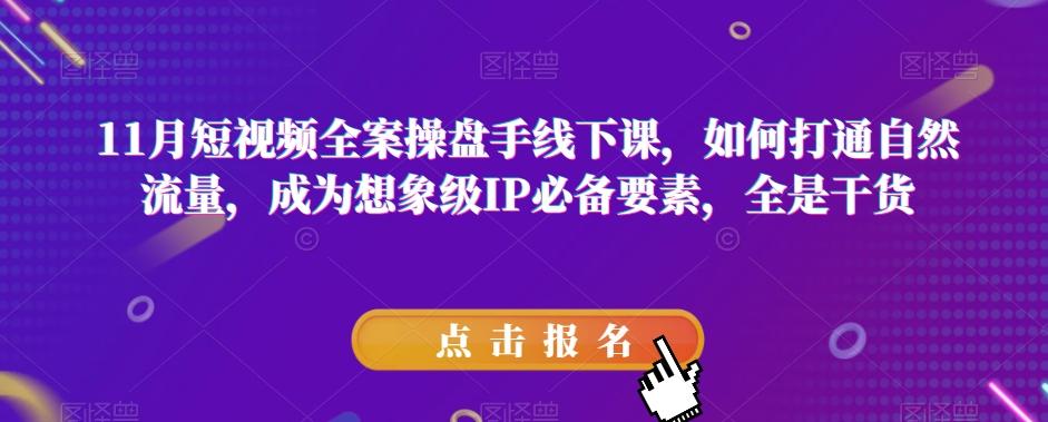 11月短视频全案操盘手线下课，如何打通自然流量，成为想象级IP必备要素，全是干货-搞个副业