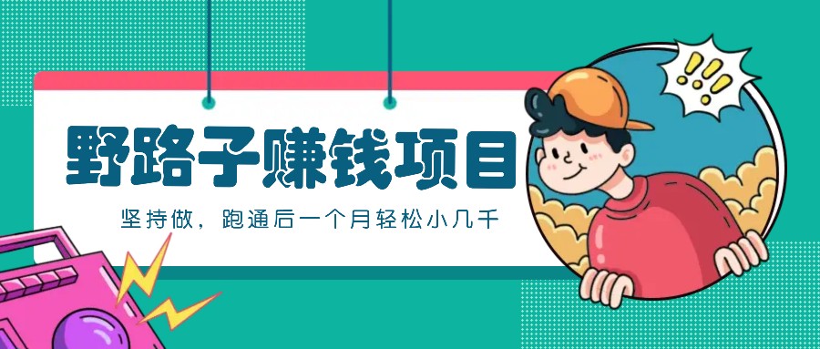 一个人就能操作的野路子赚钱项目，零成本零门槛坚持做，跑通后一个月小几千！-搞个副业