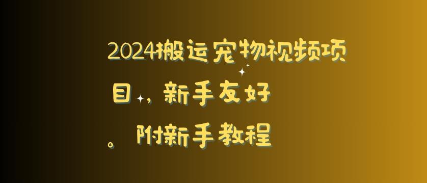 2024搬运宠物视频项目，新手友好，完美去重，附新手教程【揭秘】-搞个副业