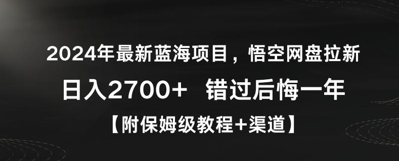 2024年最新蓝海项目，悟空网盘拉新，日入2700+错过后悔一年【附保姆级教程+渠道】【揭秘】-搞个副业
