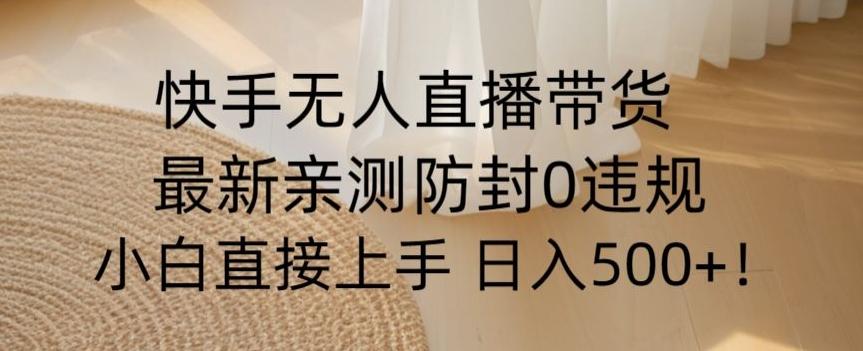 快手无人直播带货从0-1落地教学，最新防封0粉开播，小白可上手日入500+【揭秘】-搞个副业
