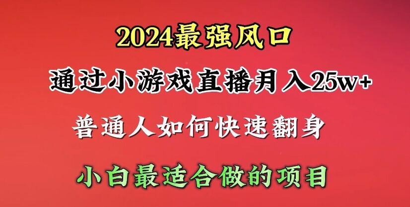 (10020期)2024年最强风口，通过小游戏直播月入25w+单日收益5000+小白最适合做的项目-搞个副业
