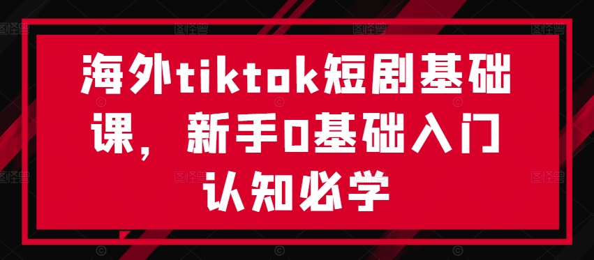 海外tiktok短剧基础课，新手0基础入门认知必学-搞个副业