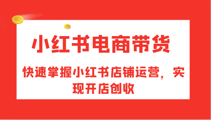 小红书电商带货，快速掌握小红书店铺运营，实现开店创收-搞个副业