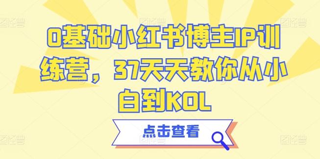 0基础小红书博主IP训练营，37天天教你从小白到KOL-搞个副业