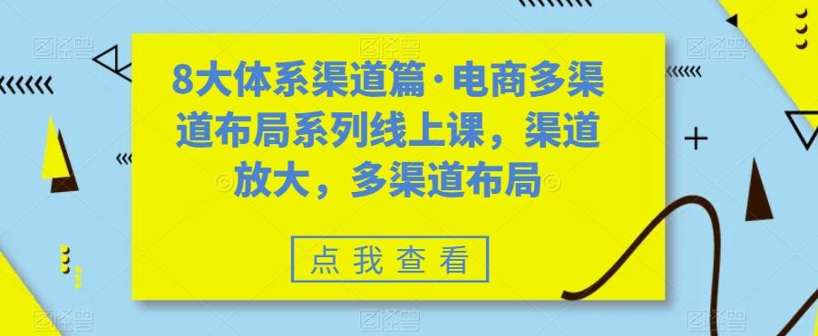 8大体系渠道篇·电商多渠道布局系列线上课，渠道放大，多渠道布局-搞个副业