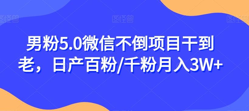 男粉5.0微信不倒项目干到老，日产百粉/千粉月入3W+【揭秘】-搞个副业