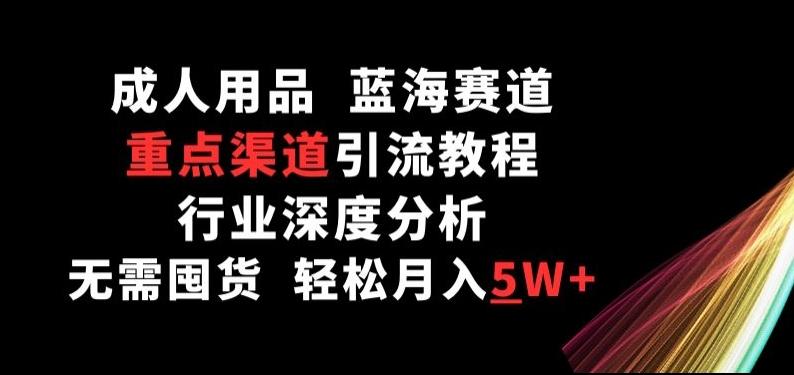 成人用品，蓝海赛道，重点渠道引流教程，行业深度分析，无需囤货，轻松月入5W+【揭秘】-搞个副业