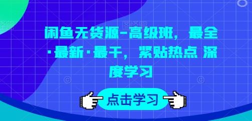 闲鱼无货源-高级班，最全·最新·最干，紧贴热点 深度学习-搞个副业