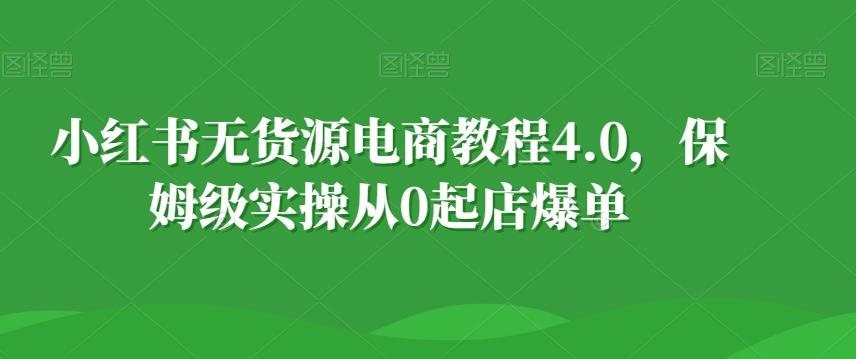 小红书无货源电商教程4.0，保姆级实操从0起店爆单【拆解】-搞个副业