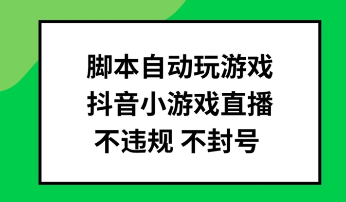 脚本自动玩游戏，抖音小游戏直播，不违规不封号可批量做【揭秘】-搞个副业
