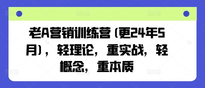 老A营销训练营(更24年6月)，轻理论，重实战，轻概念，重本质-搞个副业