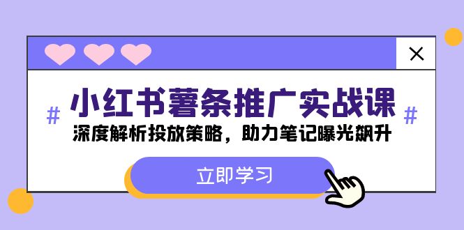 小红书-薯条推广实战课：深度解析投放策略，助力笔记曝光飙升-搞个副业