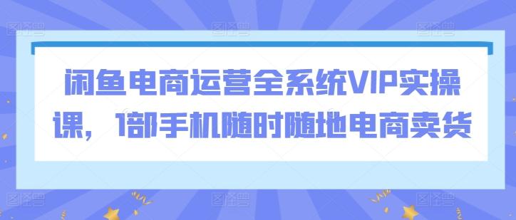 闲鱼电商运营全系统VIP实操课，1部手机随时随地电商卖货-搞个副业