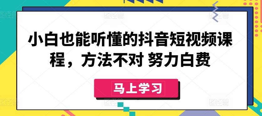 小白也能听懂的抖音短视频课程，方法不对 努力白费-搞个副业