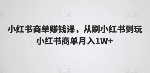 小红书商单赚钱课，从刷小红书到玩小红书商单月入1W+-搞个副业