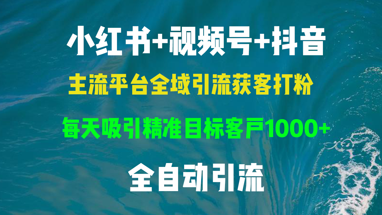 小红书，视频号，抖音主流平台全域引流获客打粉，每天吸引精准目标客户…-搞个副业