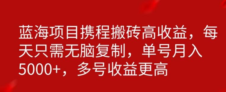 携程搬砖项目，只需每天无脑复制，月入5000+-搞个副业