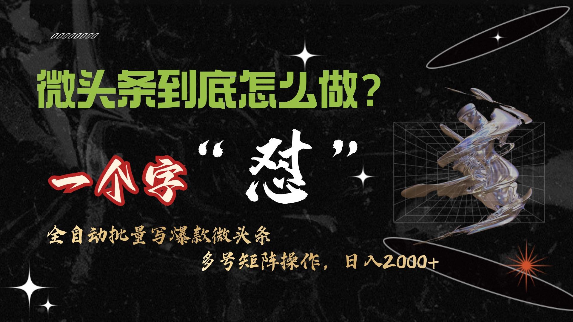 (9809期)微头条最新最强连怼操作，10分钟50条，真正解放双手，月入1w+-搞个副业