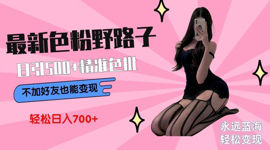 最新色粉变现野路子，日引500+老色批 可不加好友直接变现 小白轻松日入700+-搞个副业