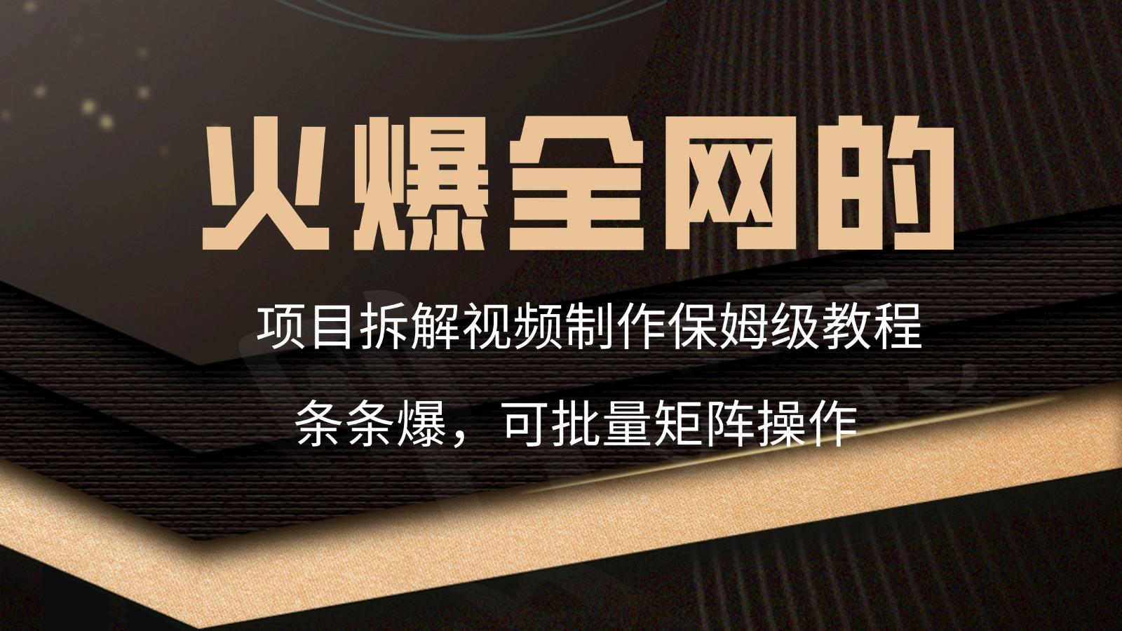 火爆全网的项目拆解类视频如何制作，条条爆，保姆级教程-搞个副业