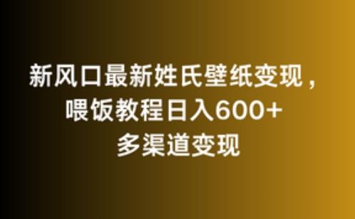 新风口最新姓氏壁纸变现，喂饭教程日入600+【揭秘】-搞个副业