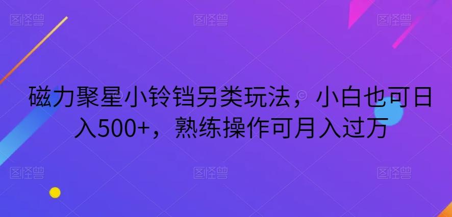磁力聚星小铃铛另类玩法，小白也可日入500+，熟练操作可月入过万-搞个副业