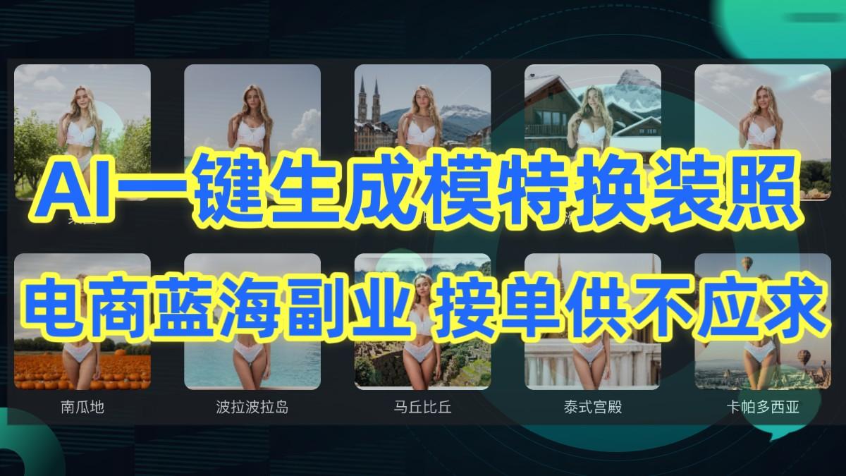 AI制作一键生成模特换装照，电商蓝海副业，接单供不应求-搞个副业