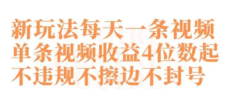 快手新玩法每天一条视频单条视频收益4位数起不违规不擦边不封号【揭秘】-搞个副业