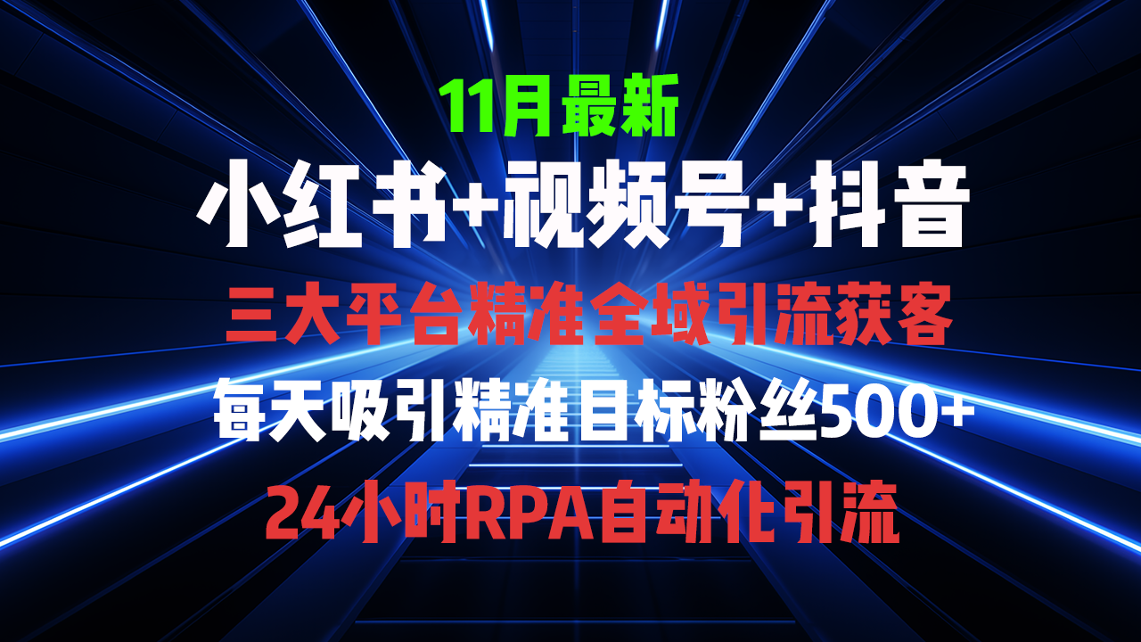 全域多平台引流私域打法，小红书，视频号，抖音全自动获客，截流自…-搞个副业