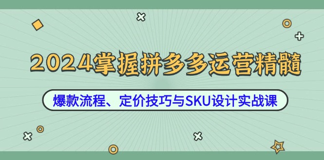 2024掌握拼多多运营精髓：爆款流程、定价技巧与SKU设计实战课-搞个副业