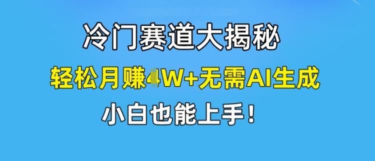 冷门赛道大揭秘，轻松月赚1W+无需AI生成，小白也能上手【揭秘】-搞个副业