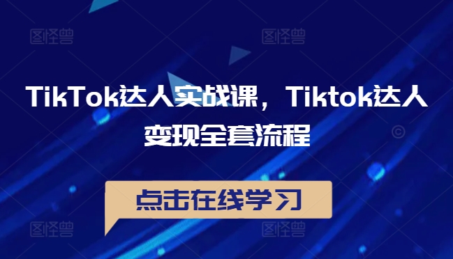 TikTok达人实战课，Tiktok达人变现全套流程-搞个副业