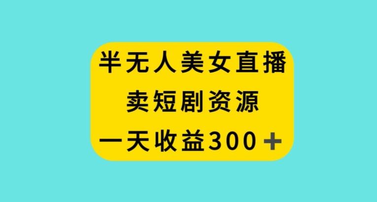 半无人美女直播，卖短剧资源，一天收益300+【揭秘】-搞个副业