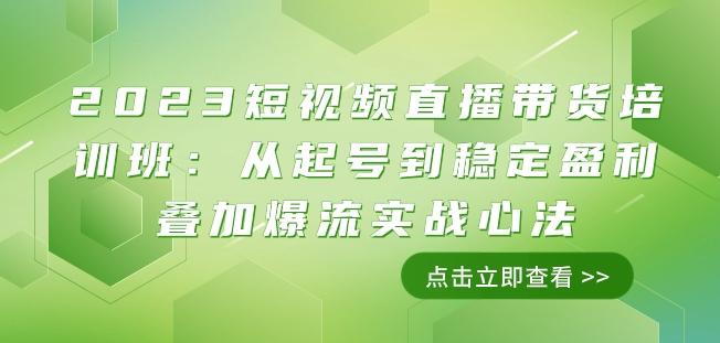 2023短视频直播带货培训班：从起号到稳定盈利叠加爆流实战心法（11节课）-搞个副业