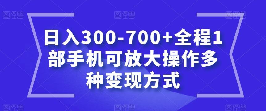 日入300-700+全程1部手机可放大操作多种变现方式【揭秘】-搞个副业