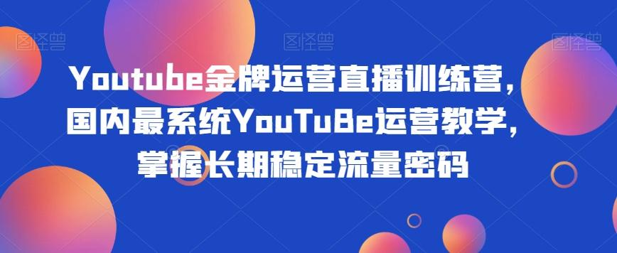Youtube金牌运营直播训练营，国内最系统YouTuBe运营教学，掌握长期稳定流量密码-搞个副业
