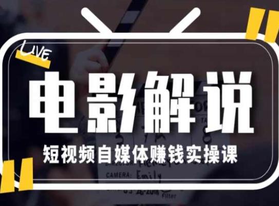 电影解说短视频自媒体赚钱实操课，教你做电影解说短视频，月赚1万-搞个副业