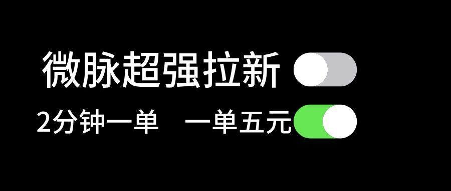 微脉超强拉新， 两分钟1单， 一单利润5块，适合小白-搞个副业