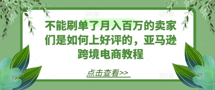 不能刷单了月入百万的卖家们是如何上好评的，亚马逊跨境电商教程-搞个副业
