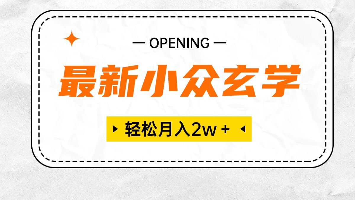 最新小众玄学项目，保底月入2W＋ 无门槛高利润，小白也能轻松掌握-搞个副业