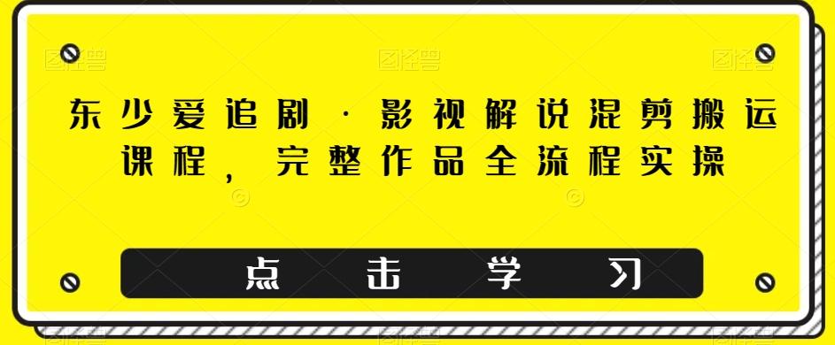 东少爱追剧·影视解说混剪搬运课程，完整作品全流程实操-搞个副业