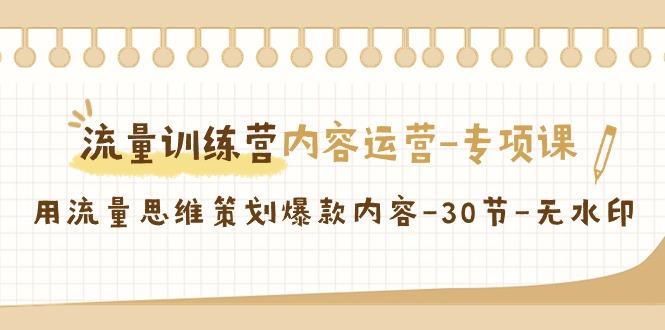 流量训练营之内容运营专项课，用流量思维策划爆款内容(30节课)-搞个副业