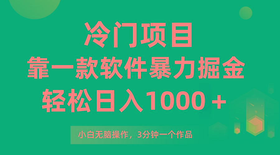(9791期)冷门项目，靠一款软件暴力掘金日入1000＋，小白轻松上手第二天见收益-搞个副业